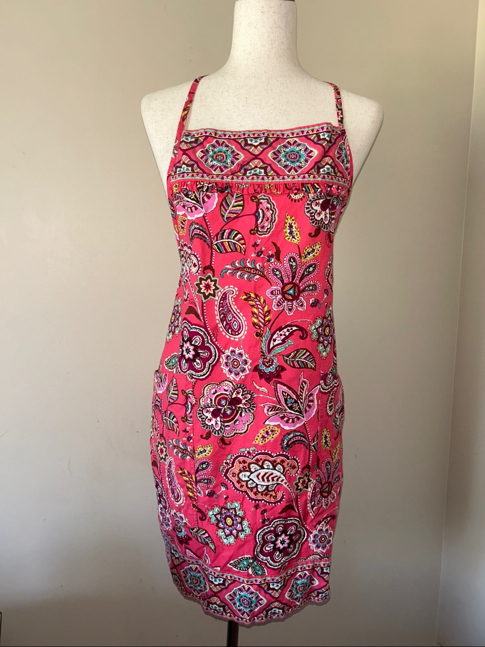 Vera Bradley Pink Paisley Kitchen Apron Cooking 100% Cotton